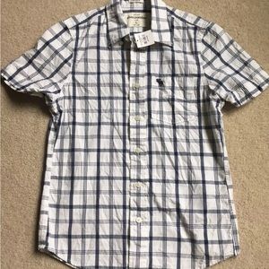 NWT Abercrombie Boys Muscle Plaid Button Front Shirt Big Kids Large L